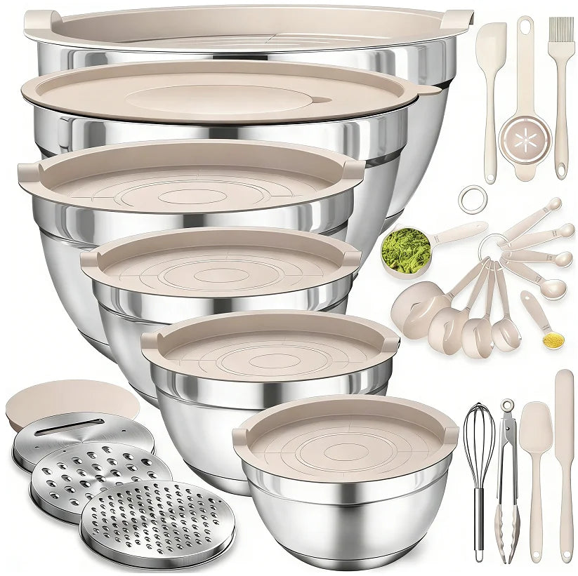 Stainless Steel 17-Piece Mixing Bowl Set With Lids