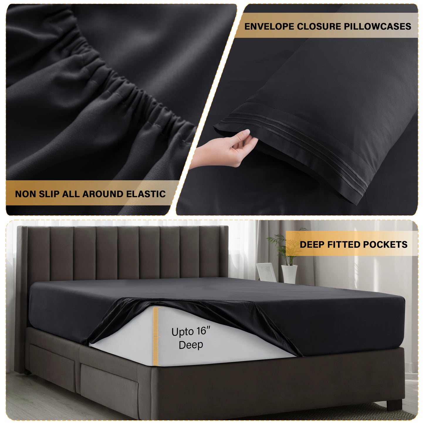 LDC Lux Decor Collection Solid Sheet Set Brushed Microfiber