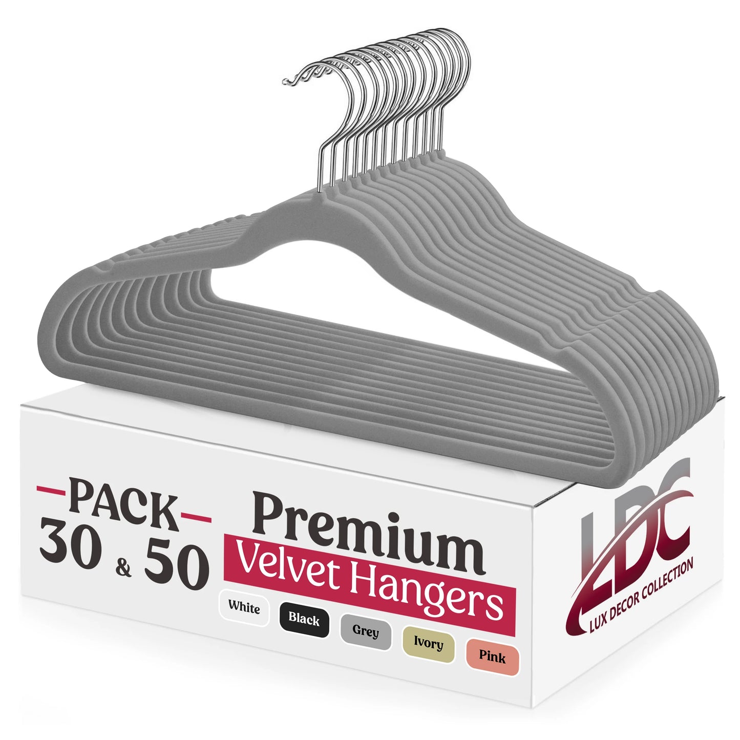 LDC Lux Decor Collection Velvet Hangers Heavy Duty Non Slip With Swivel Hook