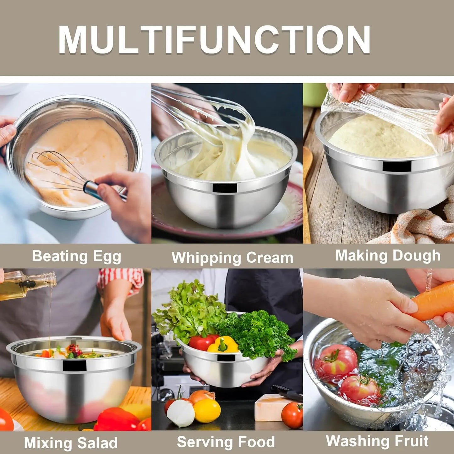 Stainless Steel 17-Piece Mixing Bowl Set With Lids