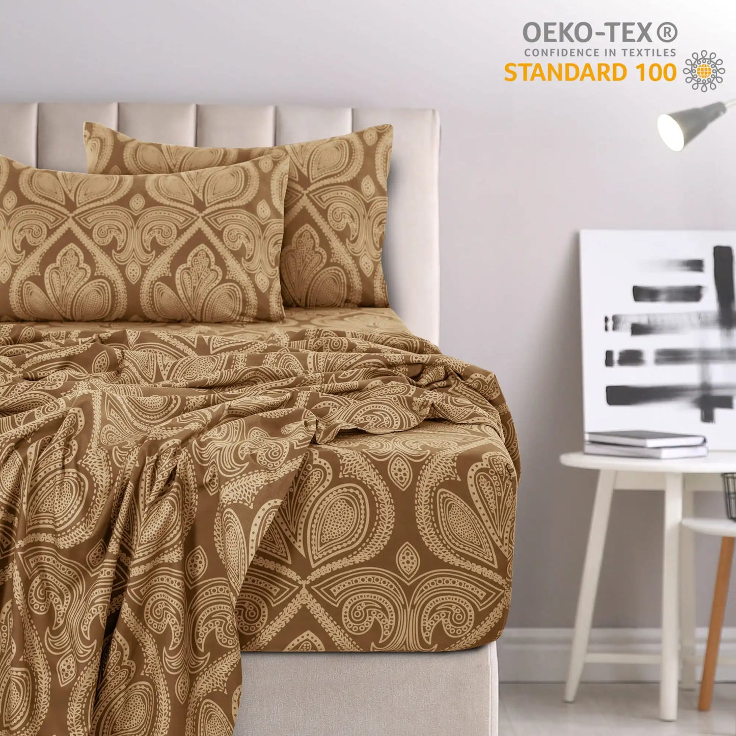 LDC Lux Decor Collection Paisley Microfiber Sheet Set Wrinkle Resistant