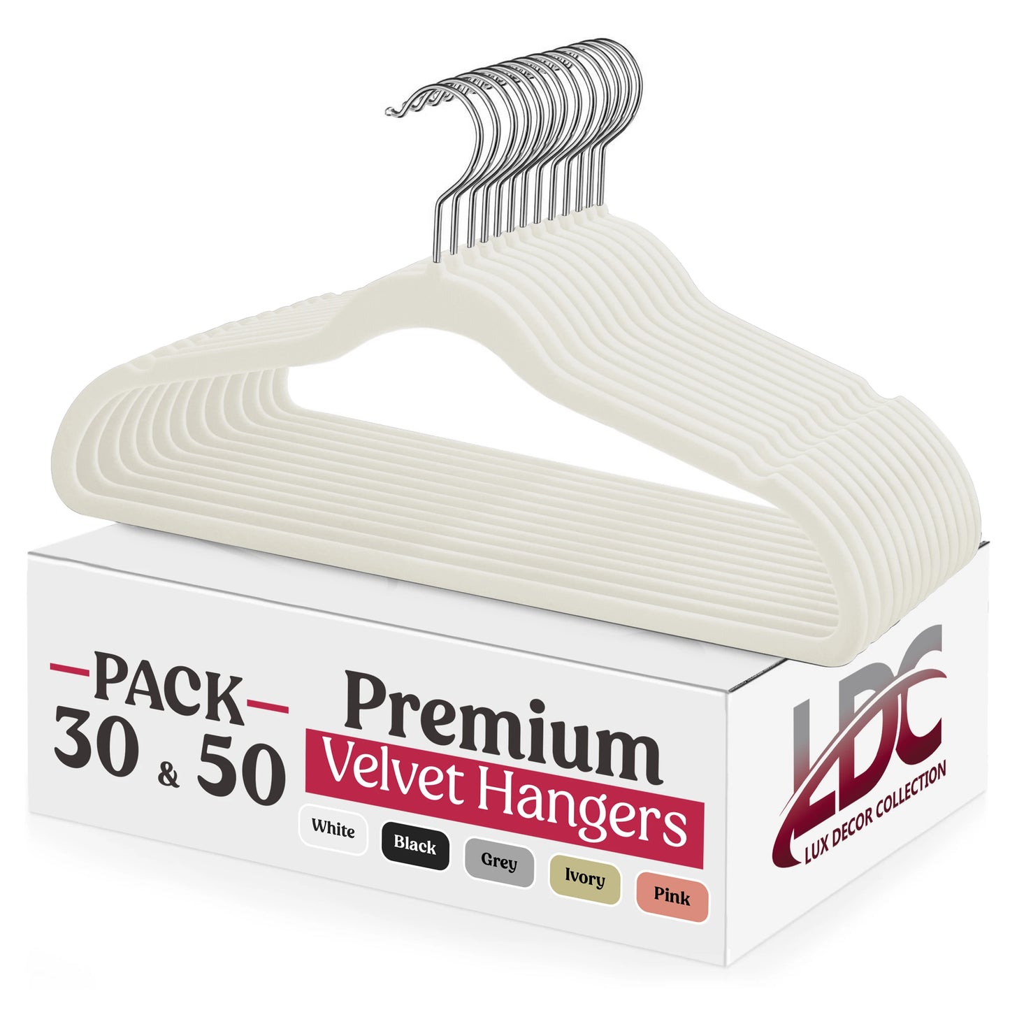 LDC Lux Decor Collection Velvet Hangers Heavy Duty Non Slip With Swivel Hook
