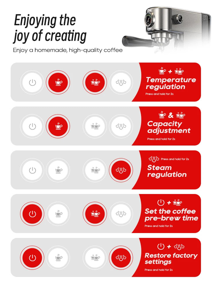 HiBREW 20Bar Semi Automatic Espresso Machine H10B Coffee