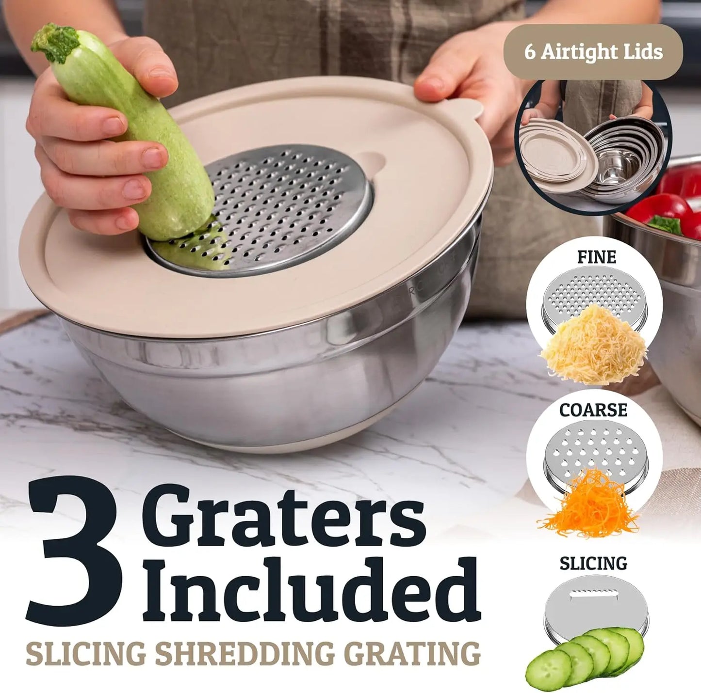 Stainless Steel 17-Piece Mixing Bowl Set With Lids