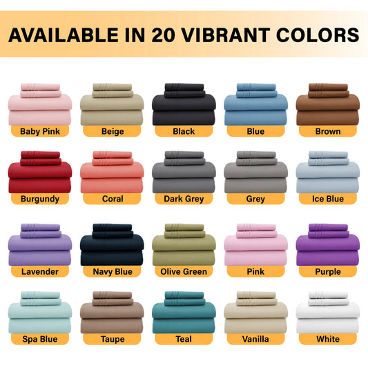 LDC Lux Decor Collection Solid Sheet Set Brushed Microfiber