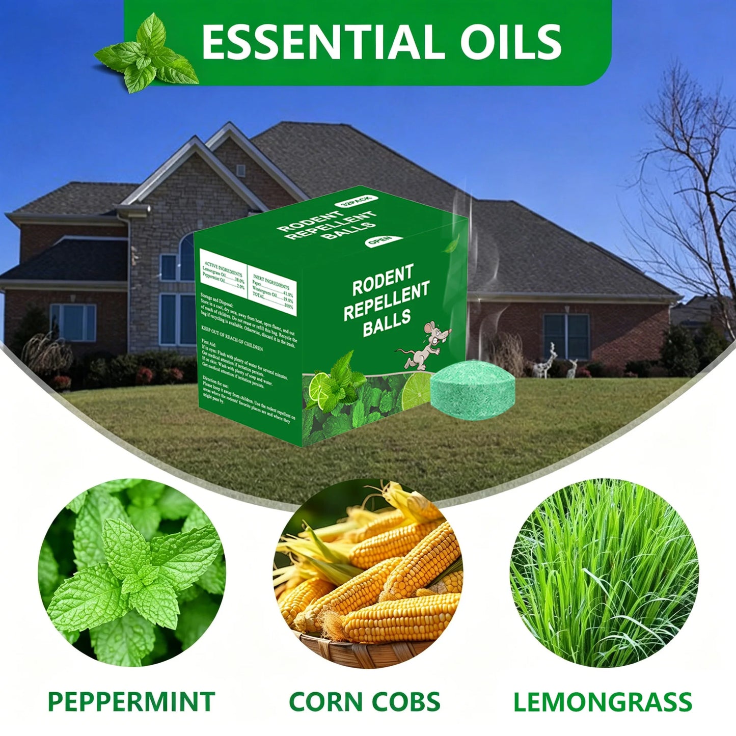 Natural Peppermint Oil Rodent Repellent Balls For Garden And Home