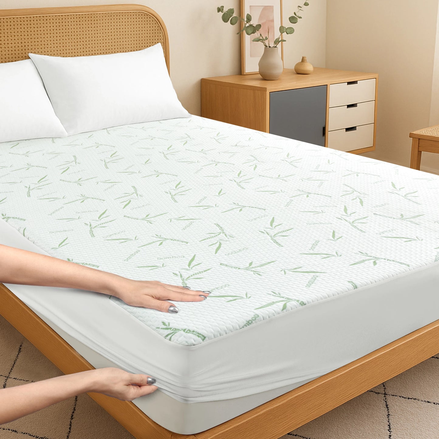 Lux Decor Mattress Protector Waterproof Fitted Sheet Style Deep Pocket