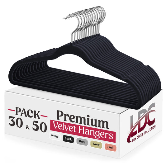 LDC Lux Decor Collection Velvet Hangers Heavy Duty Non Slip With Swivel Hook
