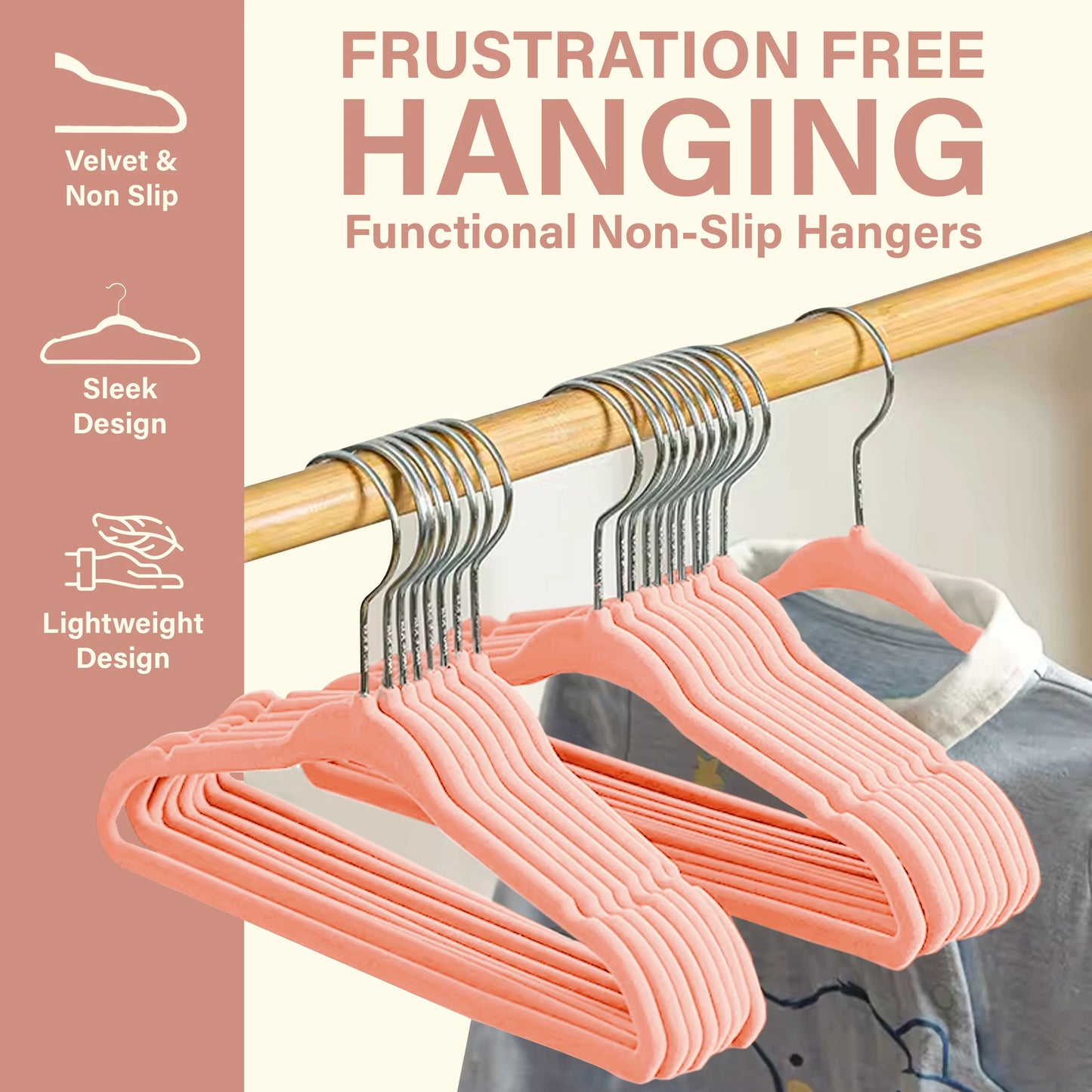 LDC Lux Decor Collection Velvet Hangers Heavy Duty Non Slip With Swivel Hook