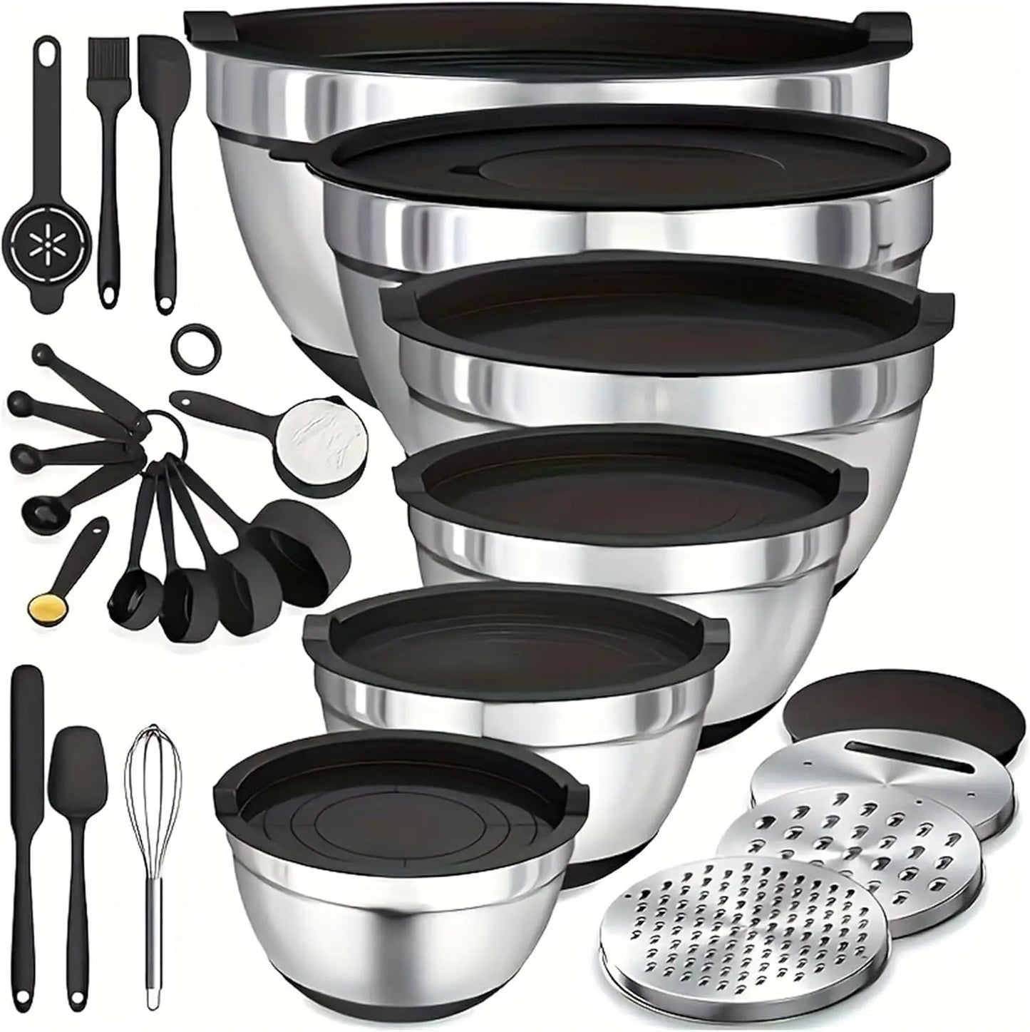 Stainless Steel 17-Piece Mixing Bowl Set With Lids