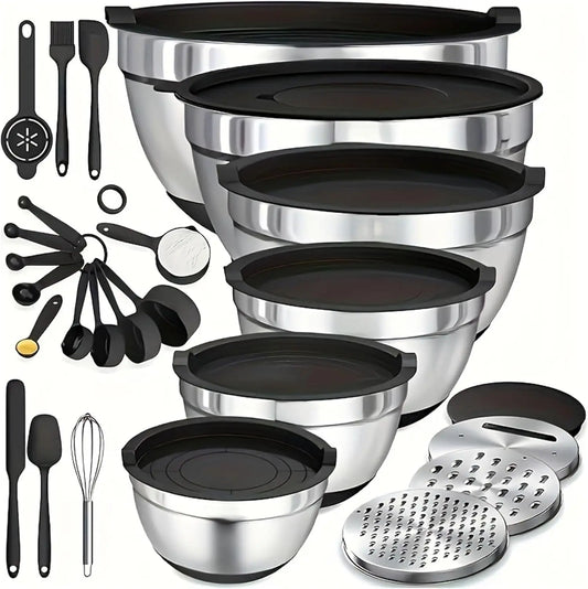 Stainless Steel 17-Piece Mixing Bowl Set With Lids