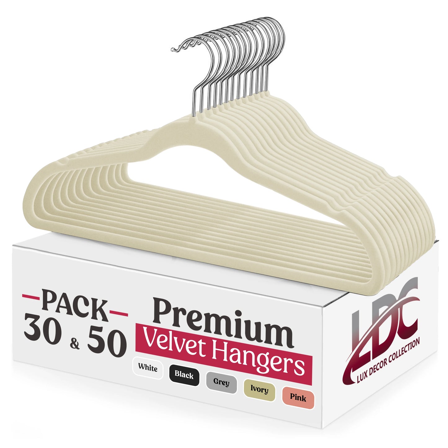 LDC Lux Decor Collection Velvet Hangers Heavy Duty Non Slip With Swivel Hook