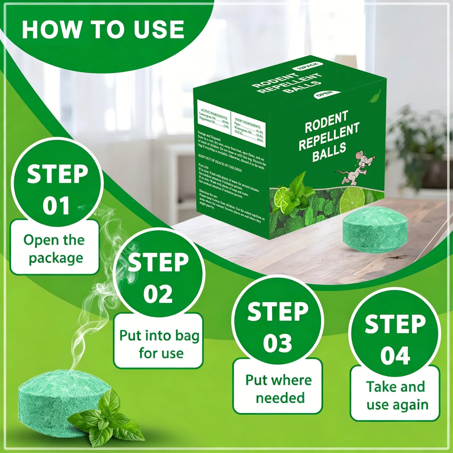 Natural Peppermint Oil Rodent Repellent Balls For Garden And Home