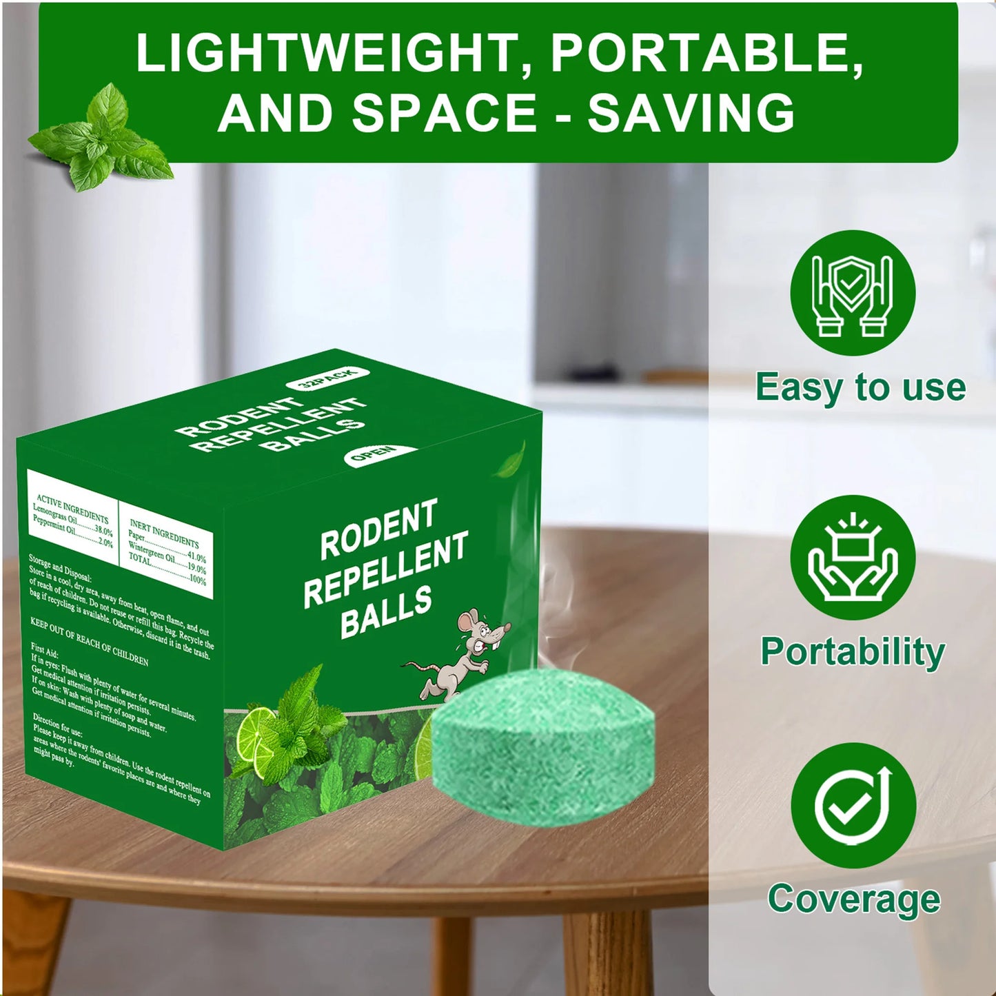 Natural Peppermint Oil Rodent Repellent Balls For Garden And Home