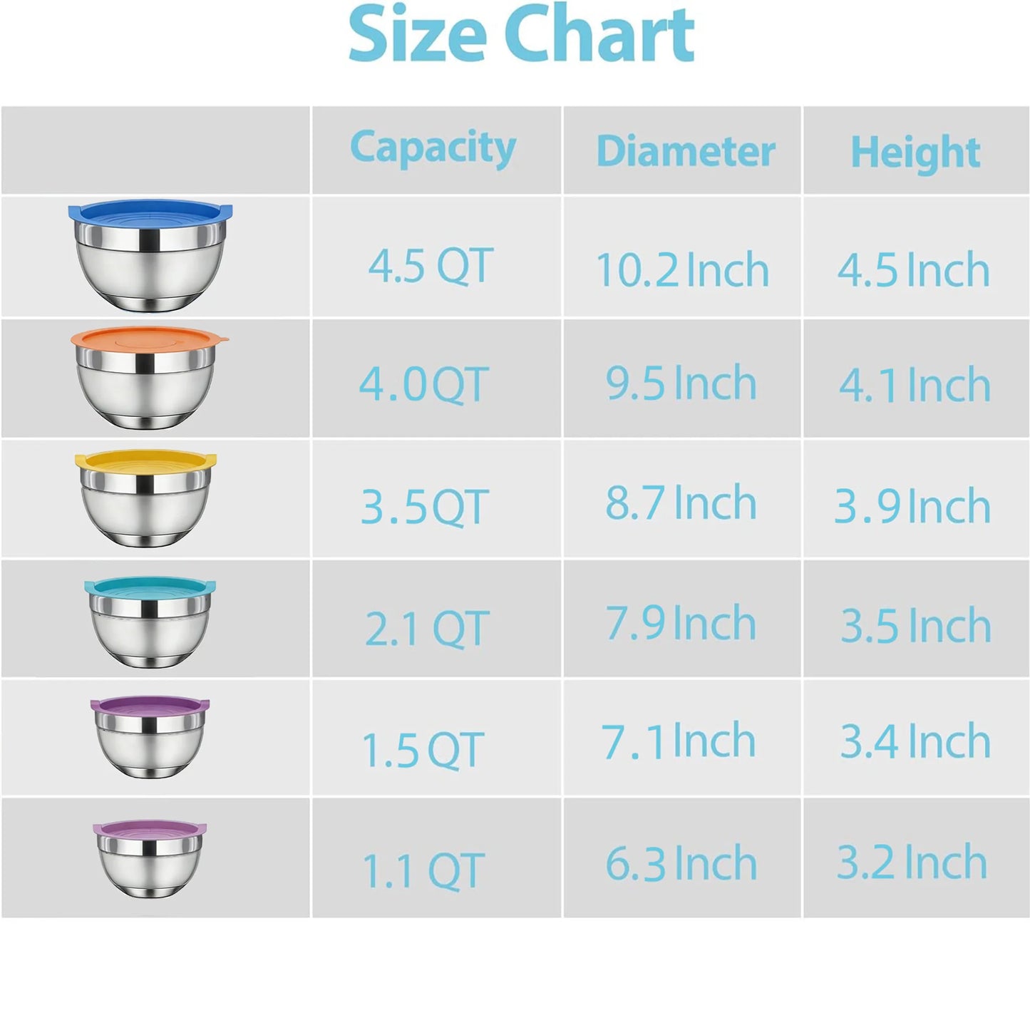 Stainless Steel 17-Piece Mixing Bowl Set With Lids