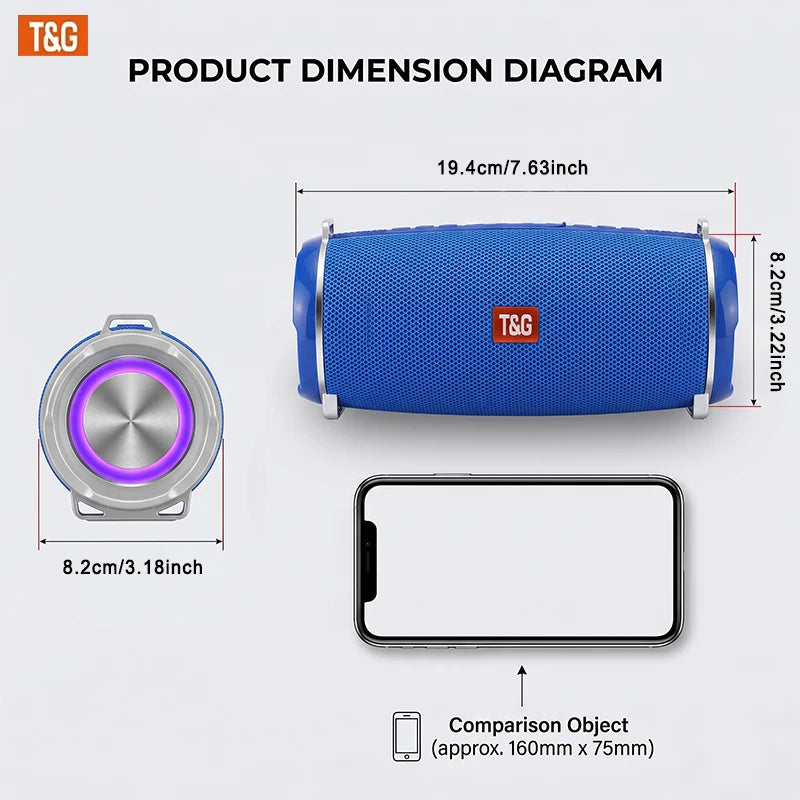T&G TG192 Portable Bluetooth Speaker IPX4 Waterproof 2400mAh Battery