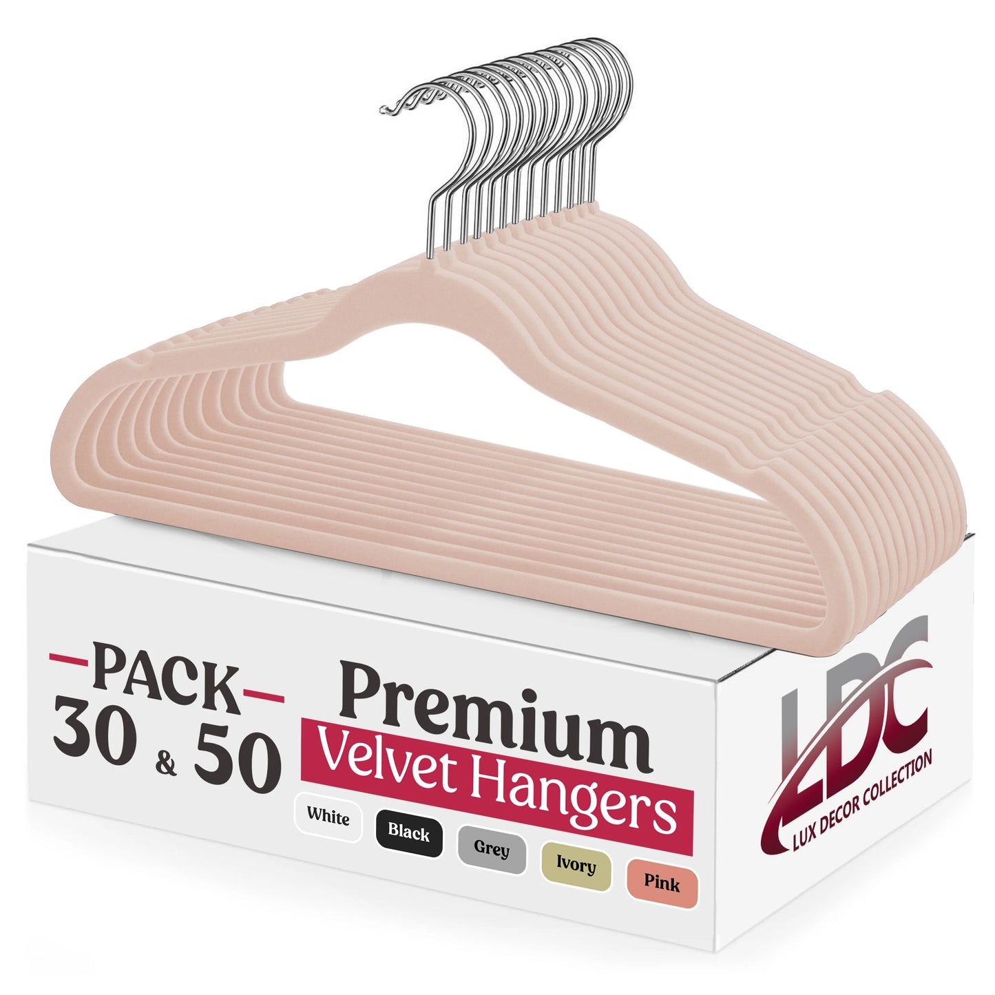LDC Lux Decor Collection Velvet Hangers Heavy Duty Non Slip With Swivel Hook
