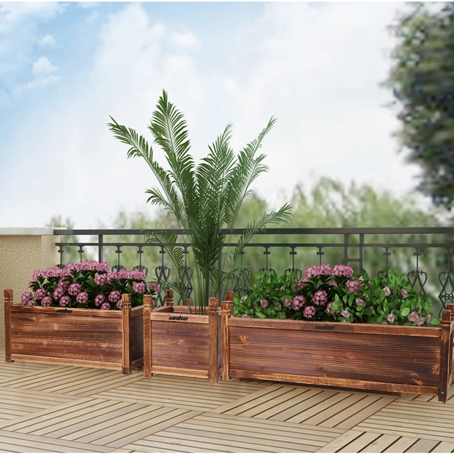 Raised Garden Bed Planter Window Mounted Wood Box For Plants