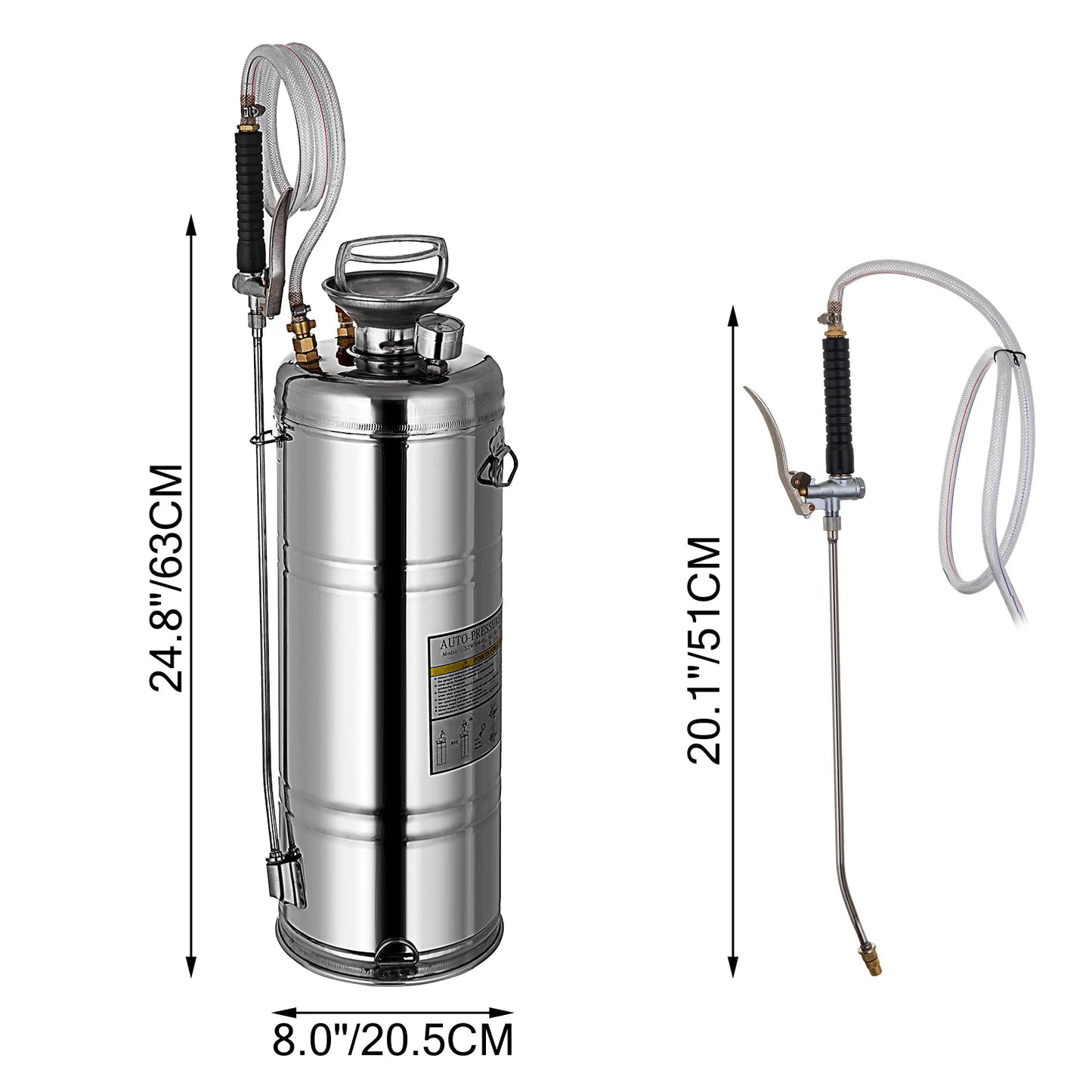VEVOR Stainless Steel Hand Pump Sprayer for Garden and Cleaning