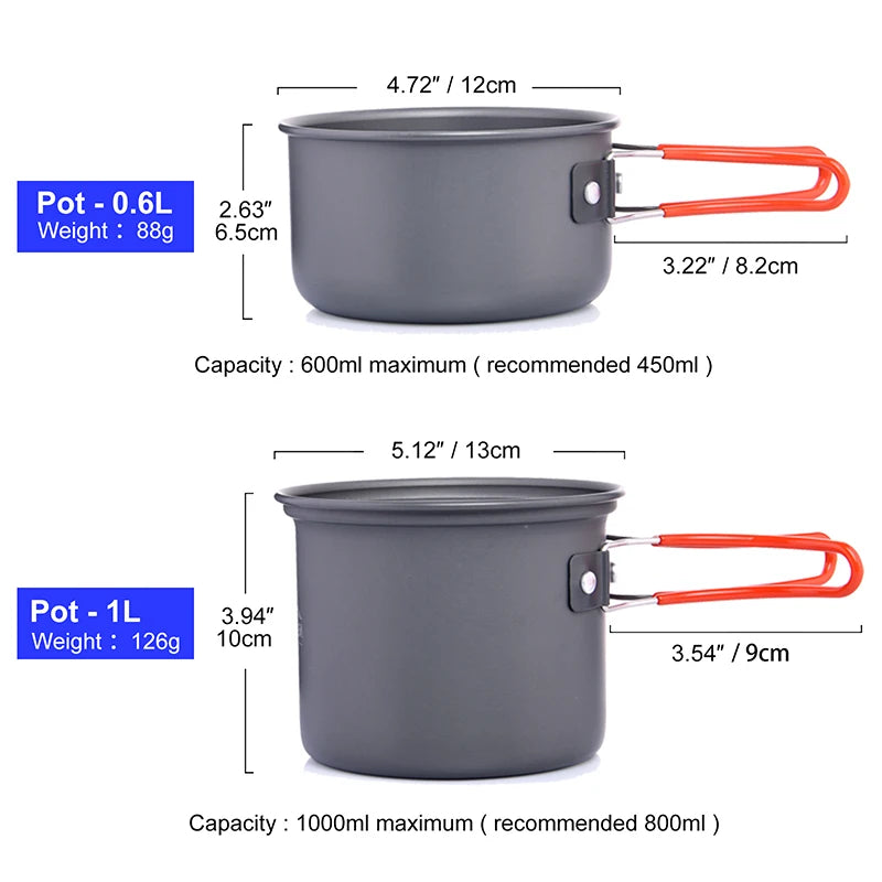 Widesea Portable Camping Cookware Set With Stove And Pot
