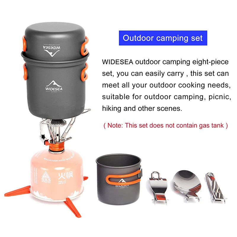Widesea Portable Camping Cookware Set With Stove And Pot