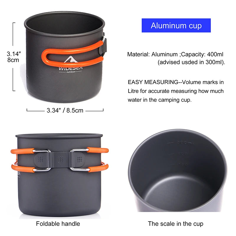 Widesea Portable Camping Cookware Set With Stove And Pot