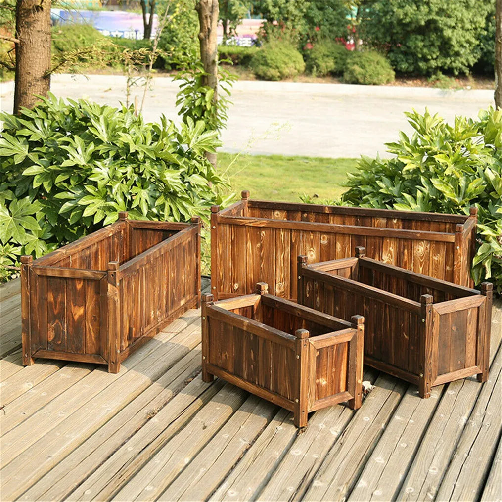Wooden Raised Flower Bed Planter Box For Indoor Outdoor Use