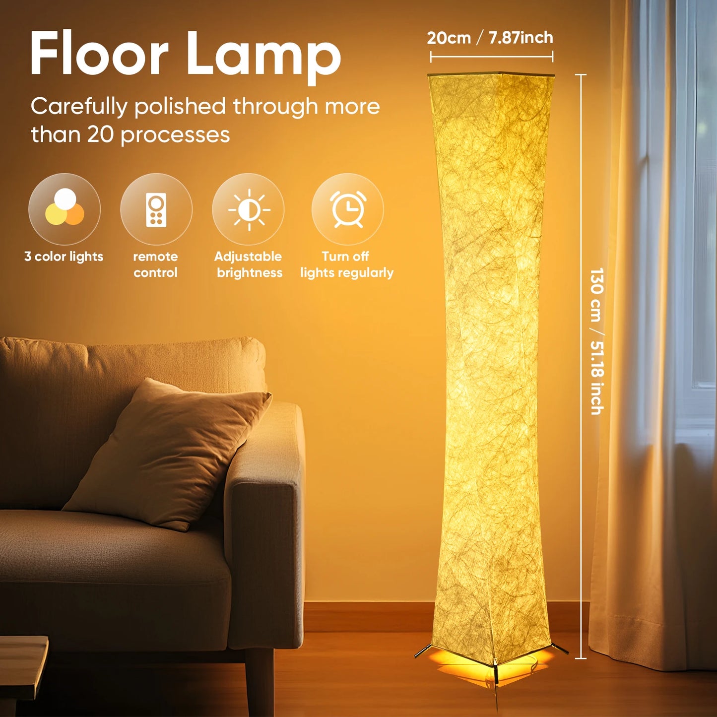 Soft Light Floor Lamp Modern Slim Design 3000K LED Shade