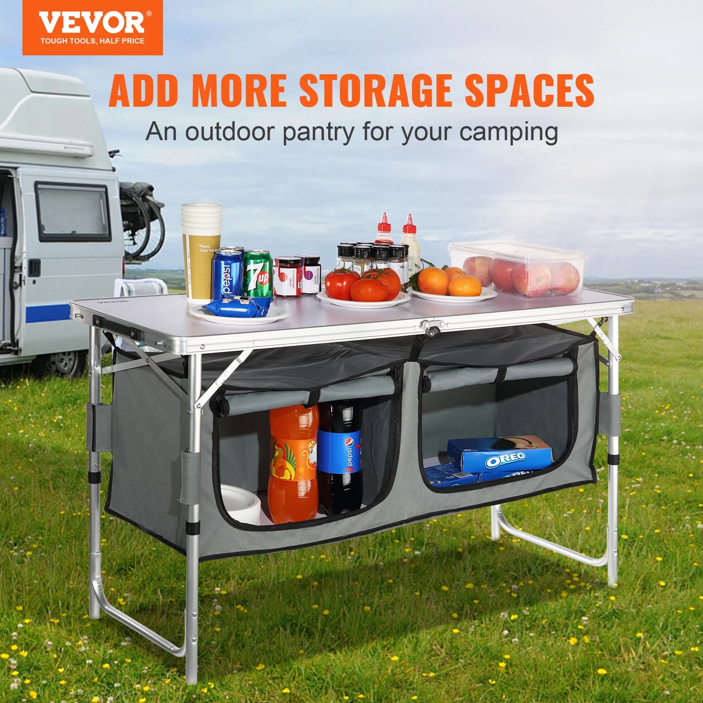 VEVOR Folding Camping Kitchen Table For Outdoor Cooking And BBQ
