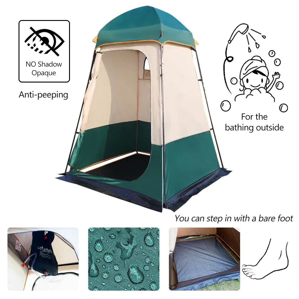 Portable Outdoor Privacy Shower Tent Double Layer Sun Shelter