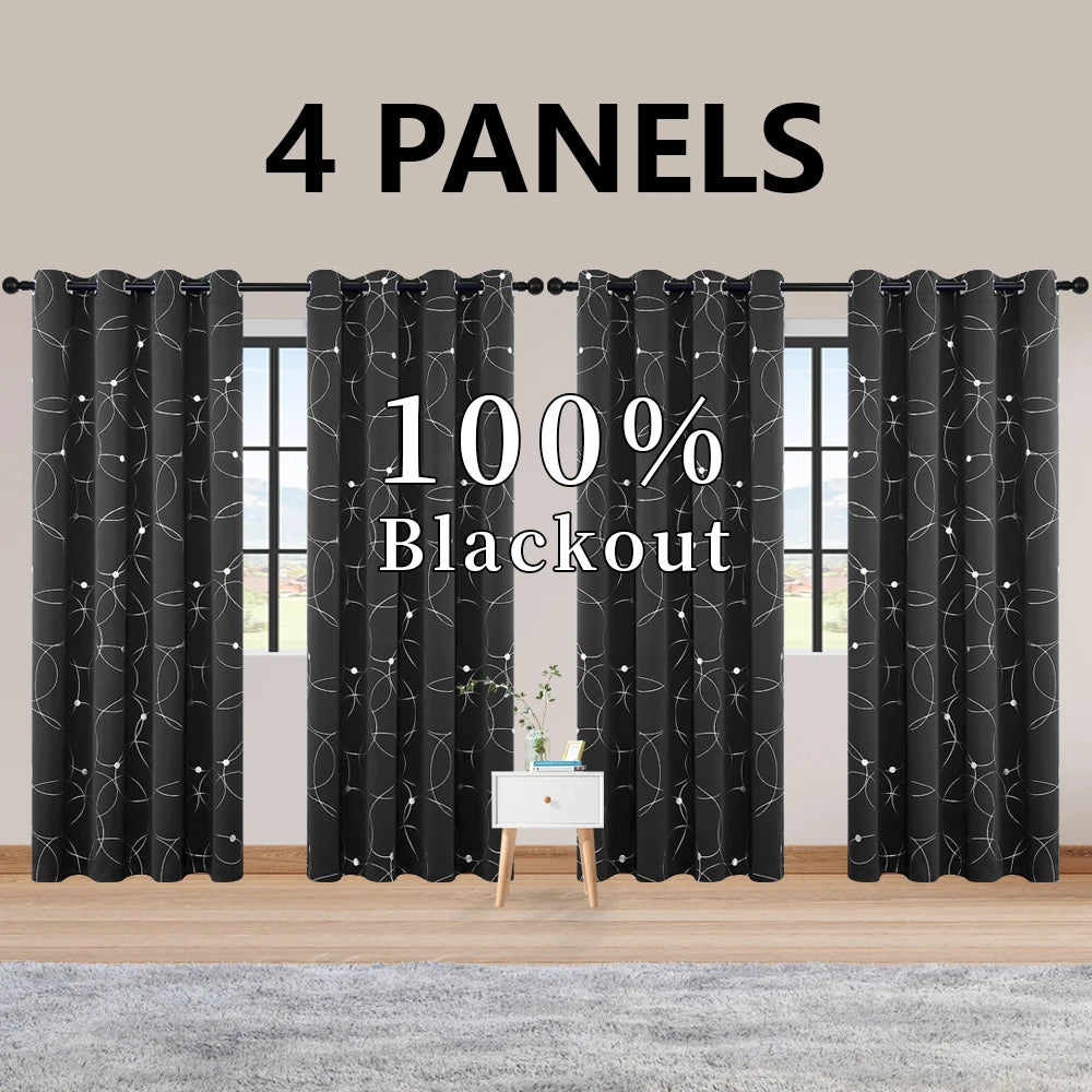 Blackout Curtains Thermal Insulated Room Darkening For Bedroom