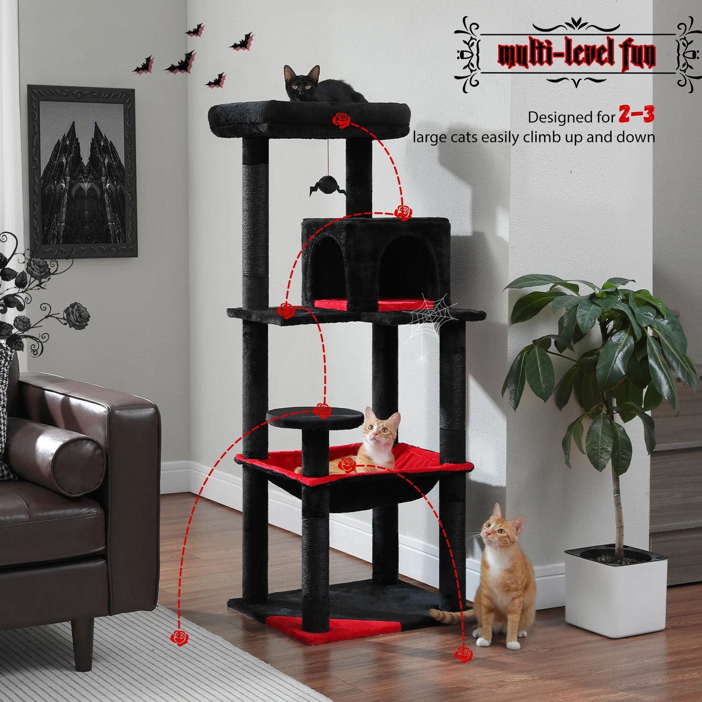 PAWZ Road 5-Level Cat Tree Tower With Hammock And Condo