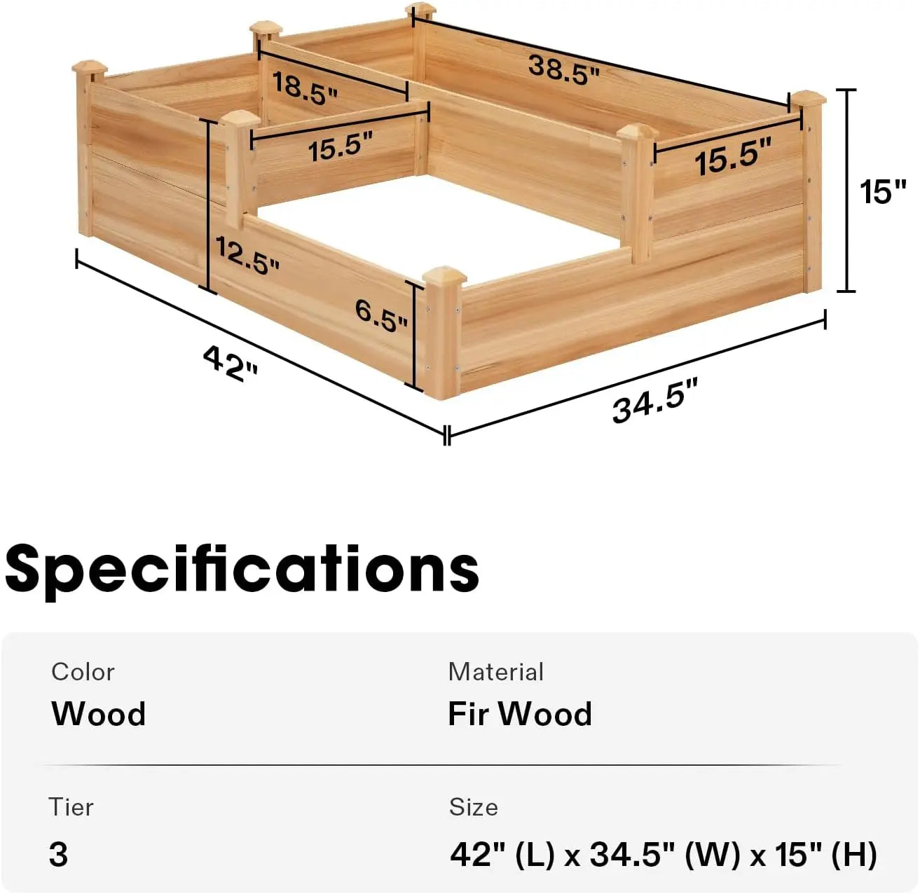 Wooden Three Tier Raised Garden Bed Outdoor Planter Box
