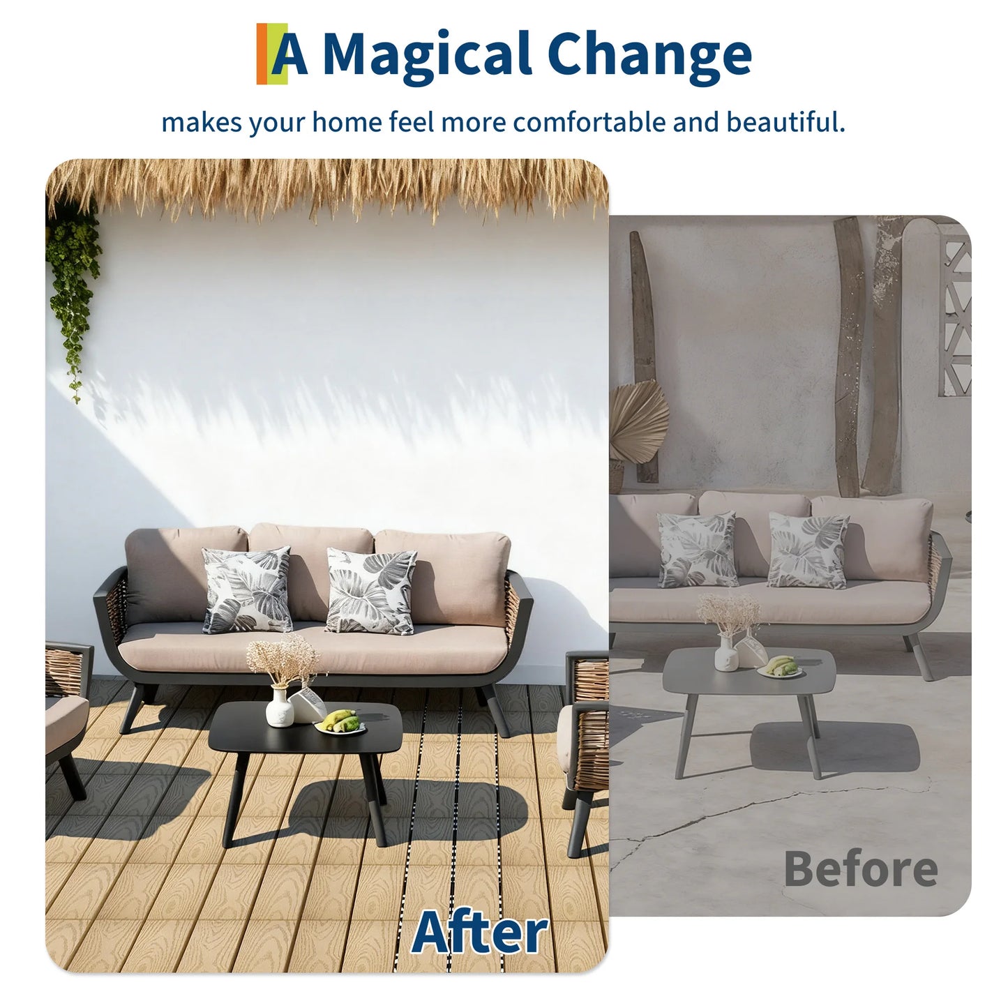 HiMISS Interconnected Composite Deck Tiles for All Weather Outdoor Use