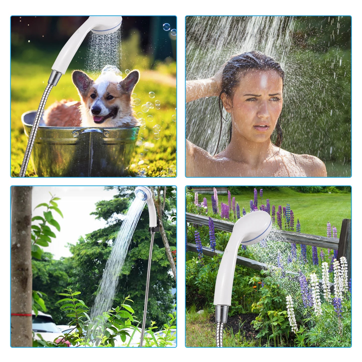 TOMSHOO Portable Camping Shower Pump USB Rechargeable