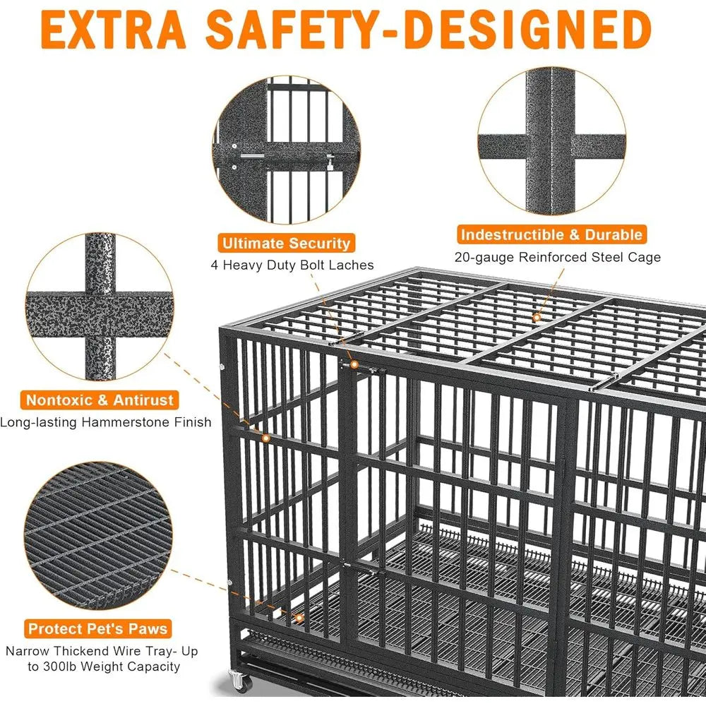 Indestructible Escape-Proof Dog Crate for Large Dogs