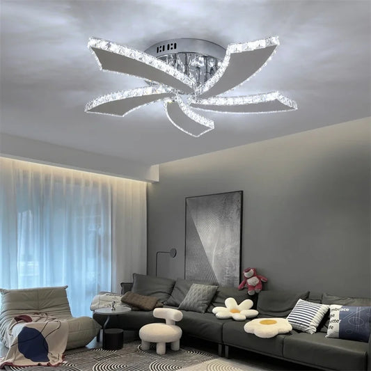 Vetrulus Modern Crystal LED Ceiling Fan With Smart Remote