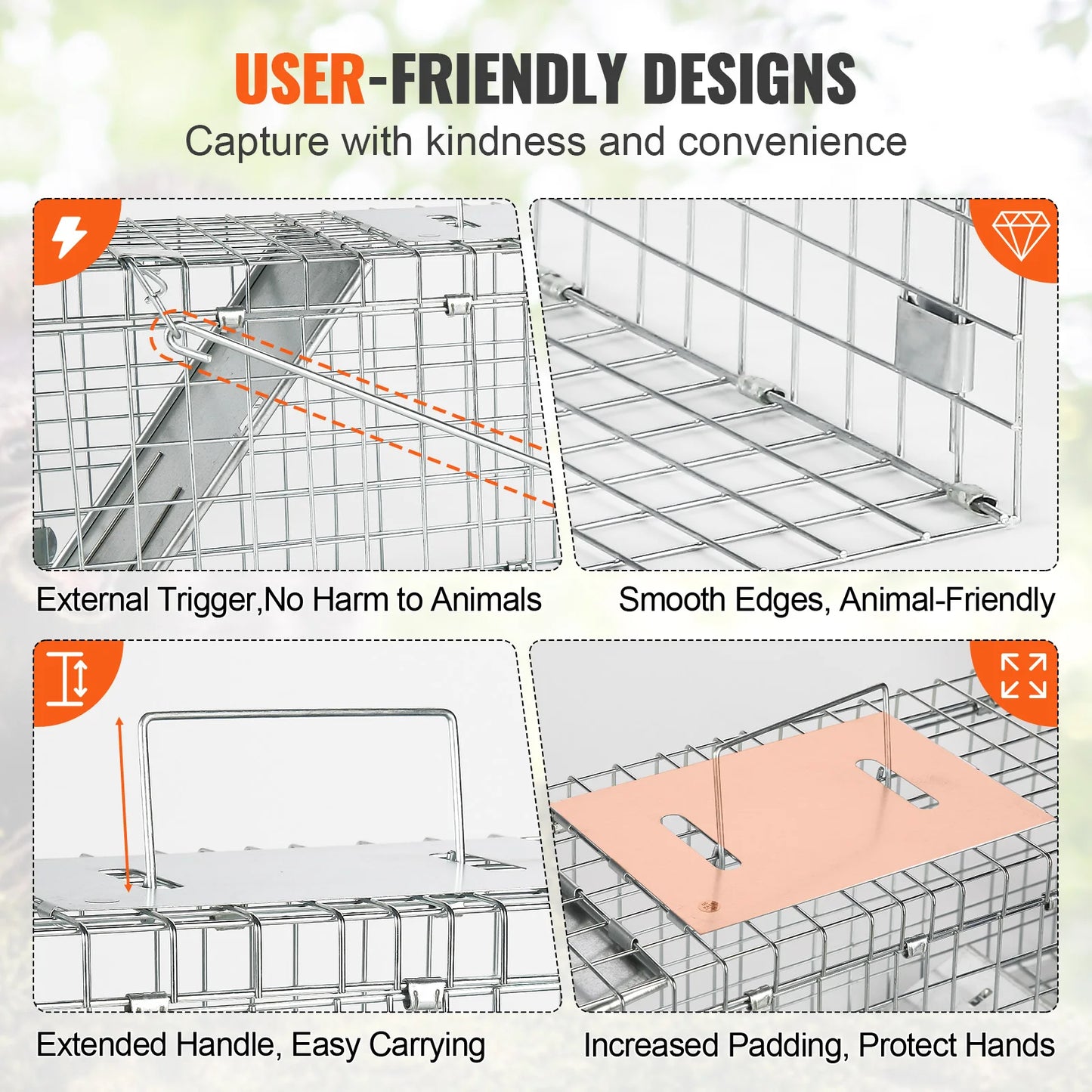 Live Animal Cage Trap Foldable Humane With Handle For Cats