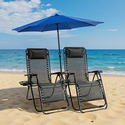 JHK Zero Gravity Recliner Set Outdoor Chairs With Cup Holders