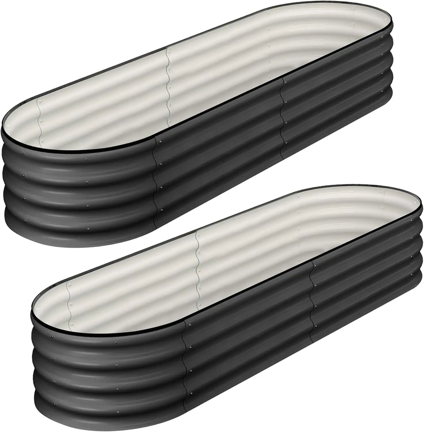 HiMISS Oval Galvanized Raised Garden Bed Set
