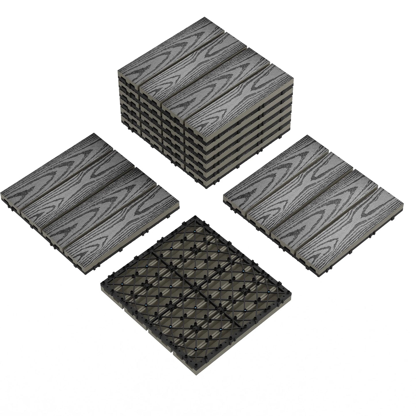 HiMISS Interconnected Composite Deck Tiles for All Weather Outdoor Use