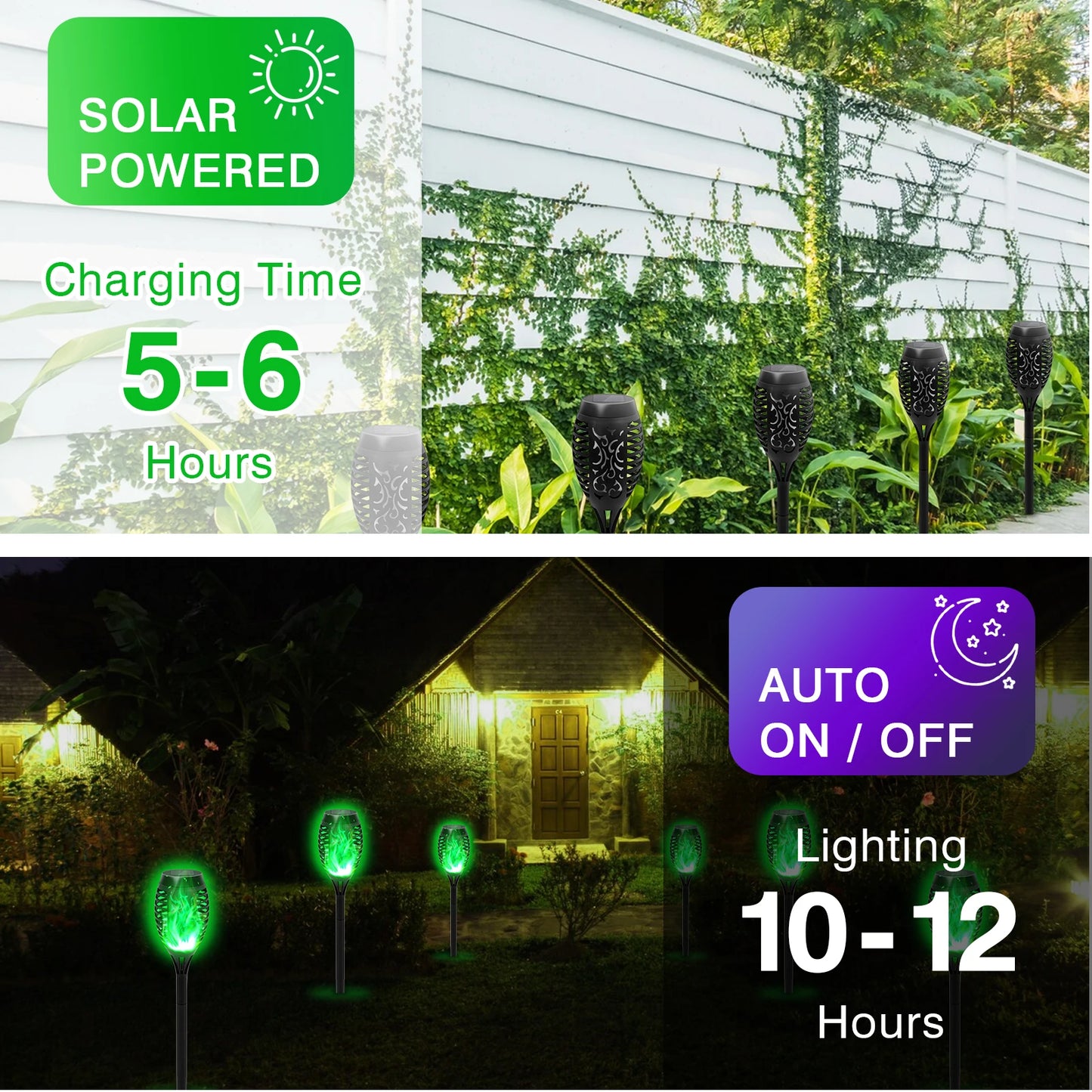Solar Flame Light Outdoor Flickering Torch Lamp Waterproof Garden