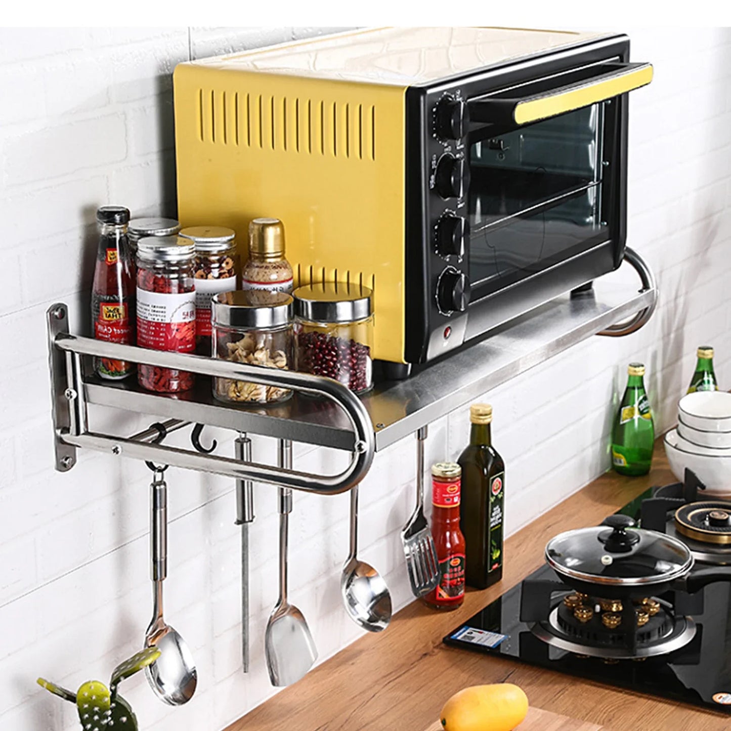 Stainless Steel Microwave Oven Wall Mount Rack Shelf