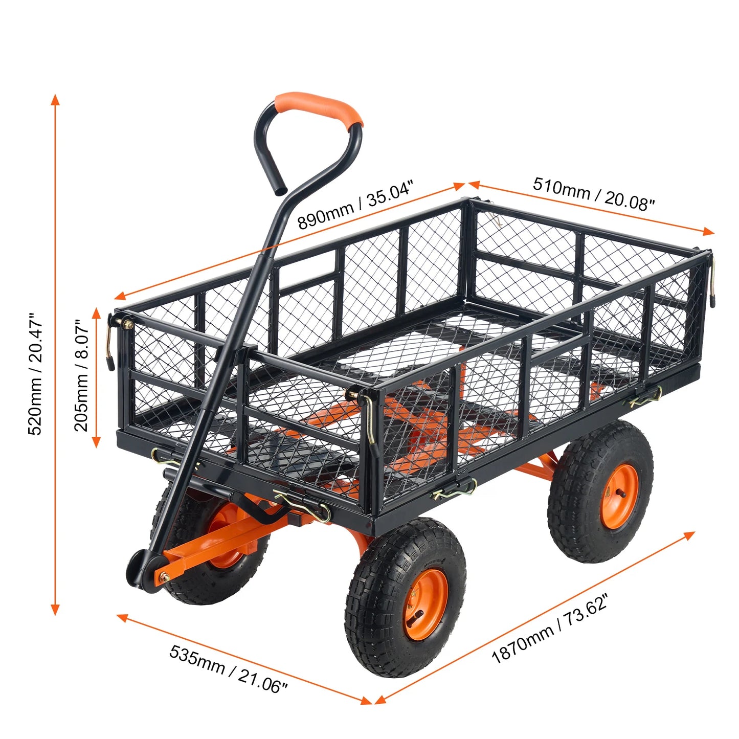 SucceBuy Garden Cart Sturdy Metal Utility Wagon With Dump Cart