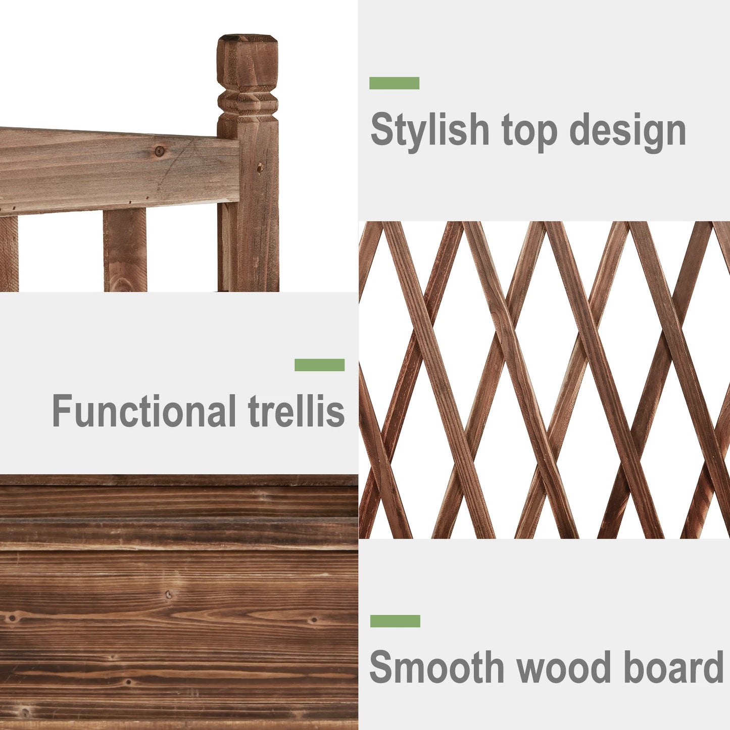 Raised Wooden Garden Bed With Trellis And Vegetable Grow Bed