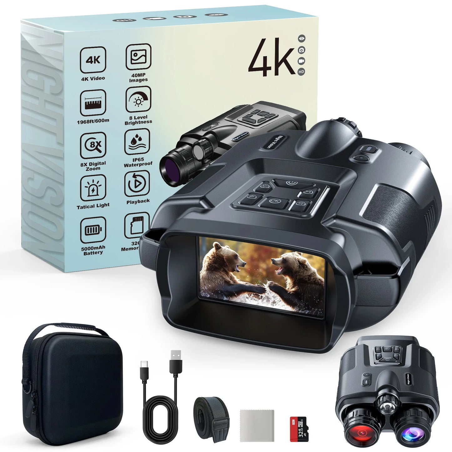 DIYIMI Night Vision Binoculars Infrared 8X Digital Zoom for Hunting