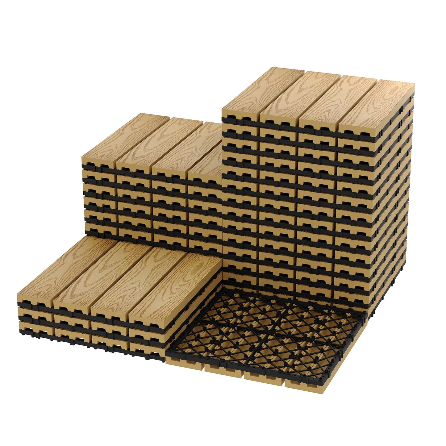 HiMISS Interconnected Composite Deck Tiles for All Weather Outdoor Use