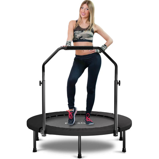 Rebounder Trampoline With Adjustable U Bar Handle 350 Lbs