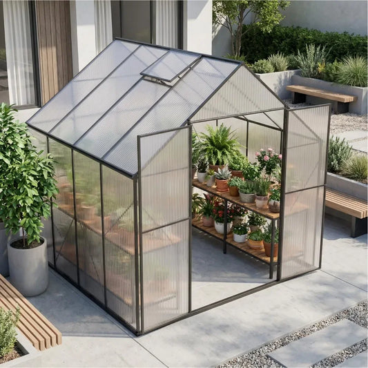 Walk In Polycarbonate Greenhouse Heavy Duty For Backyard Garden