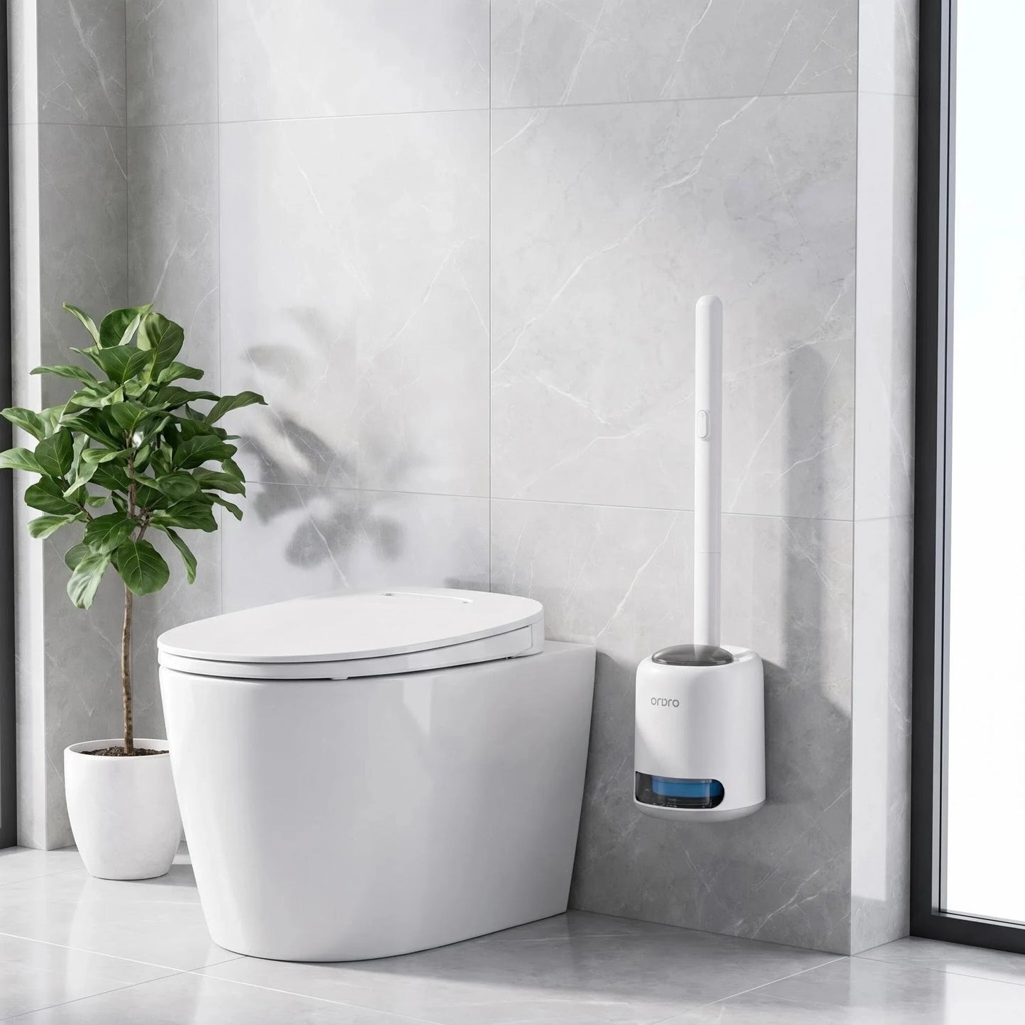 Wall Hanging Disposable Toilet Brush With 8 Refills 360 Degree Deep Clean